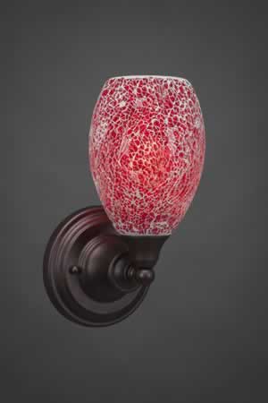 Wall Sconce Shown In Bronze Finish With 5" Red Fusion Glass