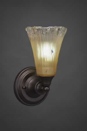 Wall Sconce Shown In Bronze Finish With 5.5" Amber Crystal Glass