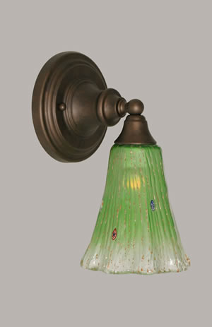 Wall Sconce Shown In Bronze Finish With 5.5" Kiwi Green Crystal Glass