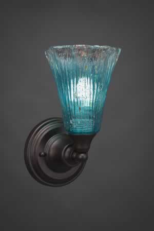 Wall Sconce Shown In Bronze Finish With 5.5" Teal Crystal Glass