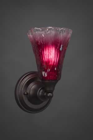 Wall Sconce Shown In Bronze Finish With 5.5" Raspberry Crystal Glass