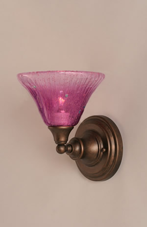 Wall Sconce Shown In Bronze Finish With 7" Wine Crystal Glass