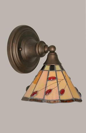 Wall Sconce Shown In Bronze Finish With 7" Autumn Leaves Tiffany Glass