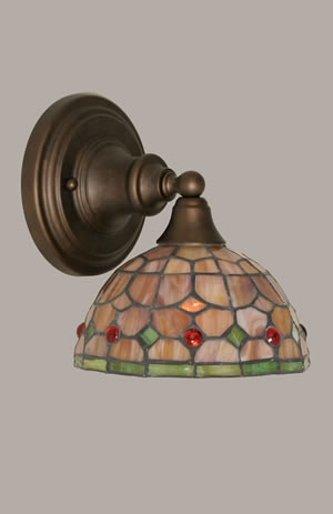 Wall Sconce Shown In Bronze Finish With 7" Rosetta Tiffany Glass
