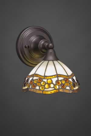 Wall Sconce Shown In Bronze Finish With 7" Roman Jewel Tiffany Glass