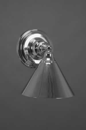 Wall Sconce Shown In Chrome Finish With 7" Bronze Cone Metal Shade