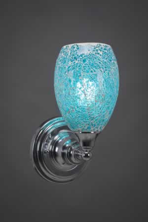 Wall Sconce Shown In Chrome Finish With 5" Turquoise Fusion Glass
