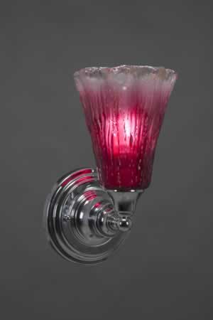 Wall Sconce Shown In Chrome Finish With 5.5" Raspberry Crystal Glass
