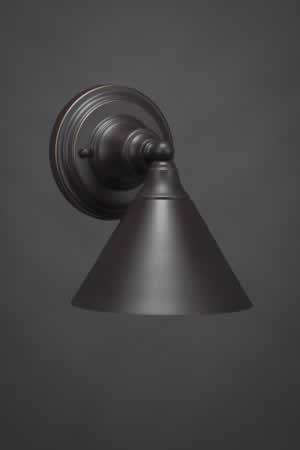 Wall Sconce Shown In Dark Granite Finish With 7" Bronze Cone Metal Shade
