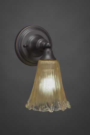 Wall Sconce Shown In Dark Granite Finish With 5.5" Amber Crystal Glass
