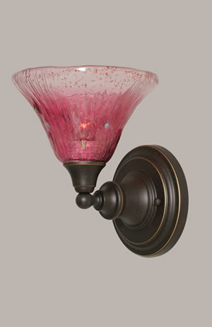 Wall Sconce Shown In Dark Granite Finish With 7" Wine Crystal Glass