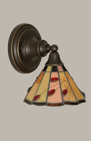 Wall Sconce Shown In Dark Granite Finish With 7" Autumn Leaves Tiffany Glass