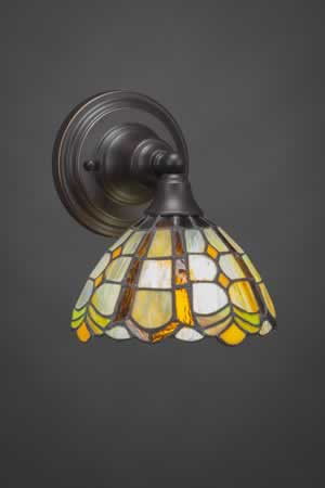 Wall Sconce Shown In Dark Granite Finish With 7" Paradise Tiffany Glass