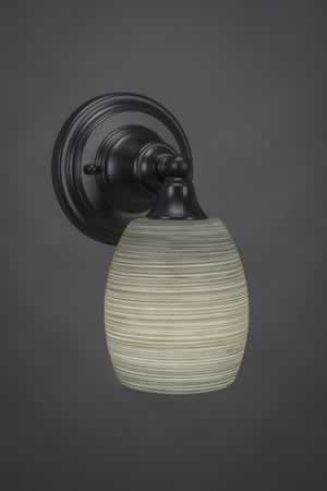 Wall Sconce Shown In Matte Black Finish With 5" Gray Linen Glass
