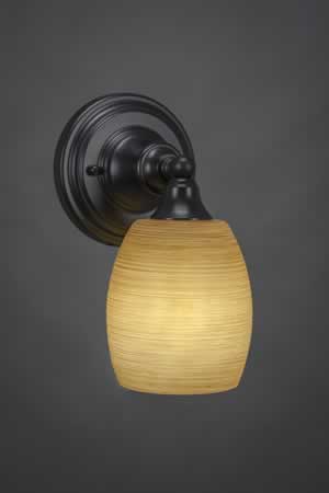 Wall Sconce Shown In Matte Black Finish With 5" Cayenne Linen Glass