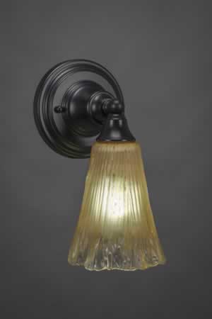 Wall Sconce Shown In Matte Black Finish With 5.5" Fluted Amber Crystal Glass