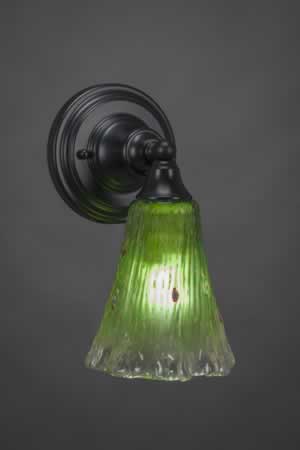 Wall Sconce Shown In Matte Black Finish With 5.5" Fluted Kiwi Green Crystal Glass