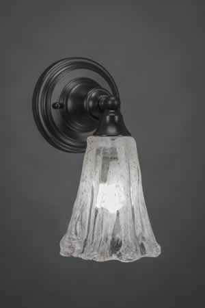 Wall Sconce Shown In Matte Black Finish With 5.5" Fluted Italian Ice Glass