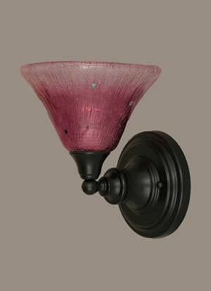 Wall Sconce Shown In Matte Black Finish With 7" Wine Crystal Glass