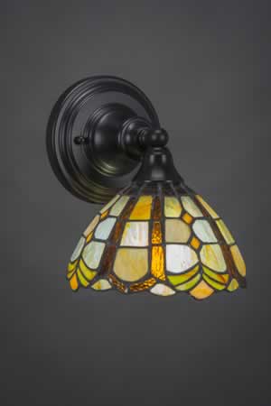 Wall Sconce Shown In Matte Black Finish With 7" Paradise Tiffany Glass