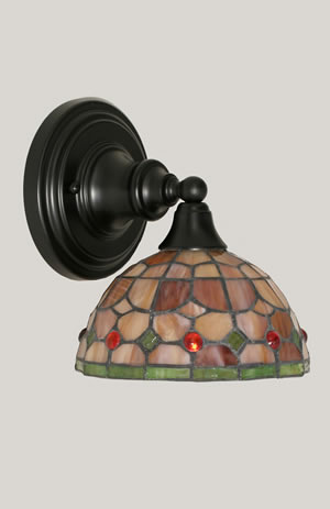 Wall Sconce Shown In Matte Black Finish With 7" Rosetta Tiffany Glass