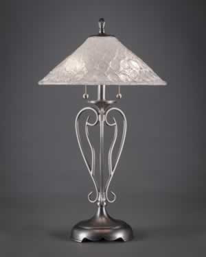 Olde Iron Table Lamp Shown In Brushed Nickel With 16" Italian Bubble Glass
