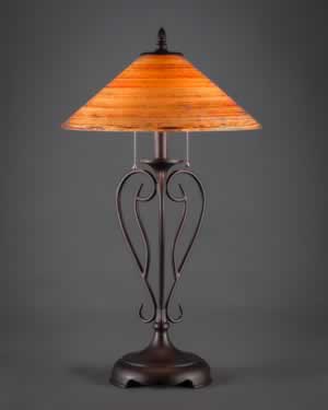 Olde Iron Table Lamp Shown In Bronze With 16" Firré Saturn Glass