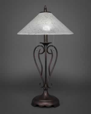 Olde Iron Table Lamp Shown In Bronze Finish With 16" Gold Ice Glass