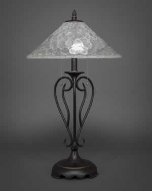 Olde Iron Table Lamp Shown In Dark Granite Finish With 16" Italian Bubble Glass