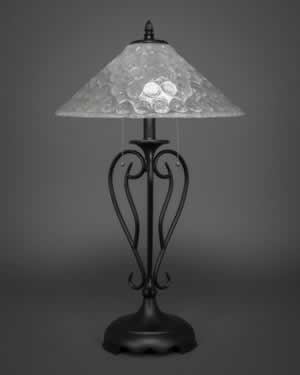 Olde Iron Table Lamp Shown In Matte Black Finish With 16" Italian Bubble Glass