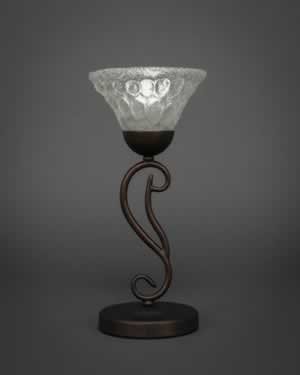 Olde Iron Mini Table Lamp Shown in Bronze Finish With 7” Italian Bubble Glass