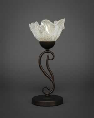 Olde Iron Mini Table Lamp Shown in Bronze Finish With 7” Italian Ice Glass