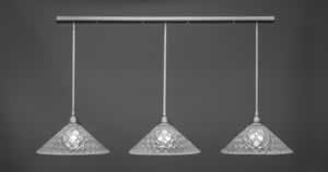 3 Light Multi Light Pendant With Hang Straight Swivels Shown In Brushed Nickel Finish With 16" Italian Bubble Glass