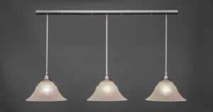 3 Light Multi Light Pendant With Hang Straight Swivels Shown In Brushed Nickel Finish With 14" Amber Marble Glass