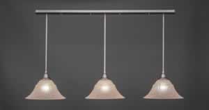 3 Light Multi Light Pendant With Hang Straight Swivels Shown In Brushed Nickel Finish With 14" Italian Marble Glass
