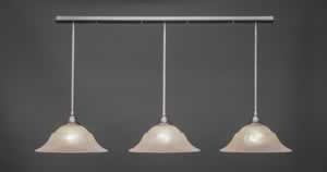 3 Light Multi Light Pendant With Hang Straight Swivels Shown In Brushed Nickel Finish With 16" Amber Marble Glass