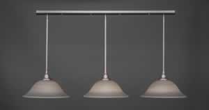 3 Light Multi Light Pendant With Hang Straight Swivels Shown In Brushed Nickel Finish With 16" Gray Liene Glass