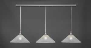 3 Light Multi Light Pendant With Hang Straight Swivels Shown In Brushed Nickel Finish With 16" Gold Ice Glass