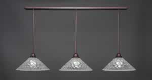 3 Light Multi Light Pendant With Hang Straight Swivels Shown In Bronze Finish With 16" Italian Bubble Glass