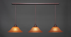3 Light Multi Light Pendant With Hang Straight Swivels Shown In Bronze Finish With 16" Tiger Glass
