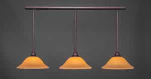 3 Light Multi Light Pendant With Hang Straight Swivels Shown In Bronze Finish With 16" Italian Bubble Glass