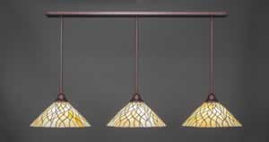 3 Light Multi Light Pendant With Hang Straight Swivels Shown In Bronze Finish With 16" Sandhill Tiffany Glass