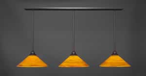 3 Light Multi Light Pendant With Hang Straight Swivels Shown In Dark Granite Finish With 16" Firré Saturn Glass