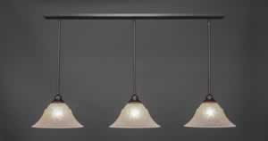 3 Light Multi Light Pendant With Hang Straight Swivels Shown In Dark Granite Finish With 14" Amber Marble Glass
