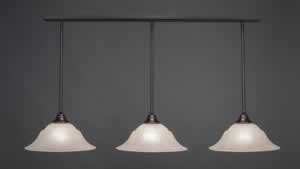 3 Light Multi Light Pendant With Hang Straight Swivels Shown In Dark Granite Finish With 16" Amber Marble Glass