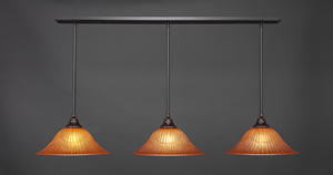 3 Light Multi Light Pendant With Hang Straight Swivels Shown In Dark Granite Finish With 16" Tiger Glass