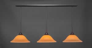 3 Light Multi Light Pendant With Hang Straight Swivels Shown In Dark Granite Finish With 16" Cayenne Linen Glass
