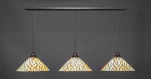 3 Light Multi Light Pendant With Hang Straight Swivels Shown In Dark Granite Finish With 16" Sandhill Tiffany Glass
