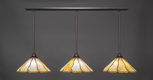 3 Light Multi Light Pendant With Hang Straight Swivels Shown In Dark Granite Finish With 16" Honey & Brown Flair Tiffany Glass