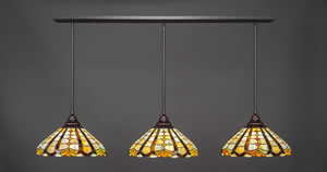 3 Light Multi Light Pendant With Hang Straight Swivels Shown In Dark Granite Finish With 15 Paradise Tiffany Glass